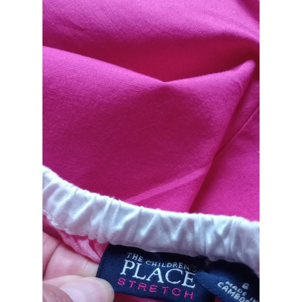 The Children's Place Stretch Girls 8 Pink Floral  Pants With Zip On Side
